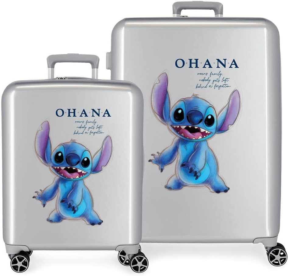 Conjunto de Malas Disney Stitch Cinza com Cadeado TSA Integrado