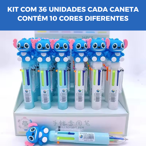 Kit com 36 peças Caneta esferográfica Stitch  0.5