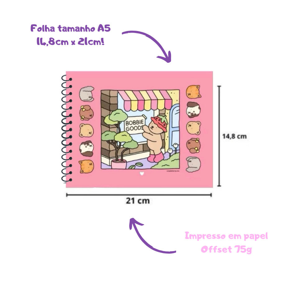 Bobbie Goods Livro de Colorir ENCADERNADO com Espiral 50 folhas